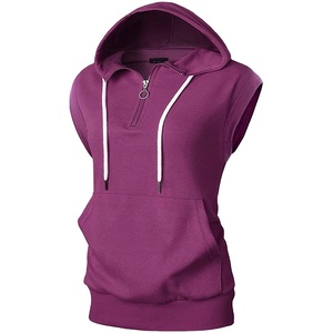 New Design Fashion Women's Hoodies Breathable Sleeveless Crop Top Pullover Slim Sleeveless Women Custom logo Hoodie <b>Purple</b> Dyed - Product Image 1