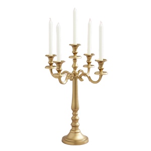 La mejor calidad, el último diseño real, acabado en oro brillante en candelabro de 5 brazos, tamaño personalizado para mesa de boda - Product Image 1