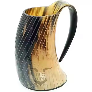Admirable Natural vikingo tallado trabajo vasos de acero inoxidable beber cuerno tazas para cerveza vino agua pulido buey cuerno de búfalo - Product Image 4