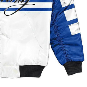 Giacca in Raso Zeta Phi Beta Sorority Abbigliamento Greco Premium da Donna Blu Bianco ZPB 1920 Ricamo con Scudo Stile Varsity - Product Image 6