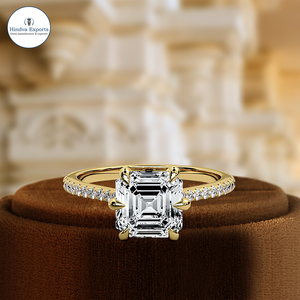 1CT Asscher Cut Lab Grown Solitaire Anillo de compromiso para mujer 14K Oro blanco amarillo 6 puntas IGI Certificado Diamante Regalo clásico - Product Image 1
