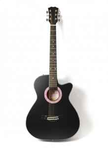 กีตาร์โปร่ง Solobeat A77 HK ขนาด 40 นิ้ว แบบคัทอะเวย์ สีดำ สายเหล็ก สำหรับผู้เริ่มต้นและมืออาชีพ หน้าไม้แท้ ด้านหลัง/ข้างทำจากไม้โรสวูด - Product Image 5