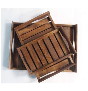 Plateau de service en bois moderne au design minimaliste et élégant, idéal pour une utilisation sophistiquée dans la maison et la cuisine - Product Image 1