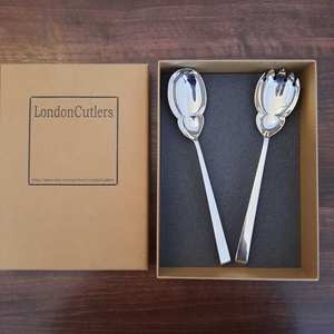 Utensilios de ensalada de servidor de ensalada de acero inoxidable de plata brillante para restaurantes Hotel y Resort hechos a mano de La India - Product Image 3