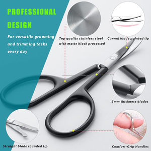 Professional Black Rounded Nose Hair Safety Scissor Small Stainless Steel <b>Makeup</b> Scissors Wholesale Beauty Supply Logo - Product Image 2