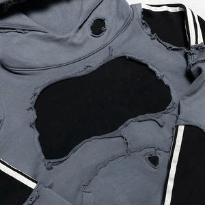 Sweat à capuche avec poches contrastées personnalisé Double bloc de couleur 3D patchwork à l'aiguille brodé Applique Sweats à capuche pour hommes - Product Image 5