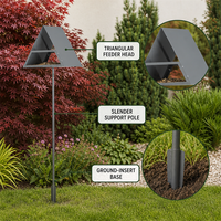 Support de mangeoire à oiseaux JH-Mech pour la décoration extérieure du jardin, imperméable, réglable en hauteur, en métal, avec déflecteur anti-écureuil pour poteau de mangeoire à oiseaux