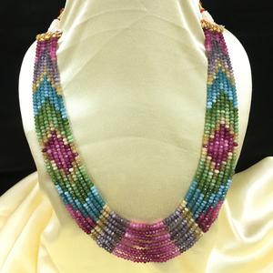 Collar de cuentas de 7 líneas de calidad fina de ónix sombreado de turmalina collar de la mejor calidad para mujeres y niñas bodas compromisos desgaste - Product Image 1