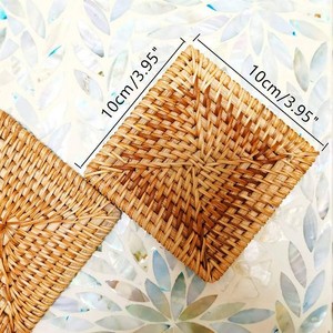 Pcs indiens faits à la main ensemble sous-verres en rotin en osier avec support thé mer herbe sous-verres napperons en rotin sous-verres ensemble avec support - Product Image 6