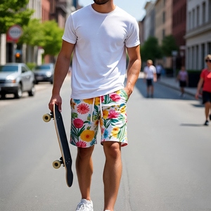 Pantalones cortos de sublimación para correr para hombre, ropa de calle, ropa para correr, pantalones cortos estampados para hombre, pantalones cortos de sublimación de cintura alta con cordón para hombre - Product Image 4