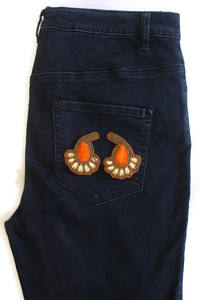 ผ้าปักลายเพสลีย์ประดับคริสตัลรูปหัวใจสีส้มโบราณ งานปักมือด้วยลูกปัด ดีไซน์แบบชาติพันธุ์ สำหรับงานเทศกาล ปี 2026 - Product Image 5