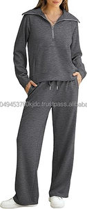 Sudadera de manga larga con media cremallera para mujer, conjunto de salón, trajes de diseñador personalizables, chándal de 2 piezas XL, Invierno 2024 - Product Image 2