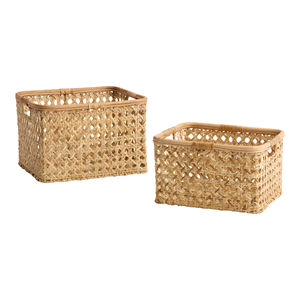 Vietnam panier en rotin naturel fait à la main Rectangle rotin canne tissé organisateur de stockage pour la maison salle de bain cuisine Boho décor - Product Image 1