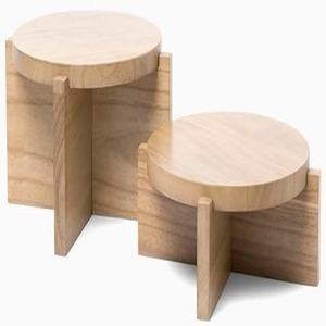 Support de piédestal rond en bois pour comptoir de cuisine ou présentoir en bois de jardin intérieur pour pots de fleurs et plantes - Product Image 2