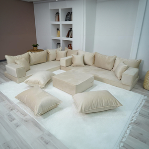 Velvet Beige Color U Shaped Floor Seating <strong>Sofas</strong> Velvet Floor Couch <strong>Moroccan</strong> Livingroom Home Decor Sectional <strong>Sofas</strong> - Product Image 3