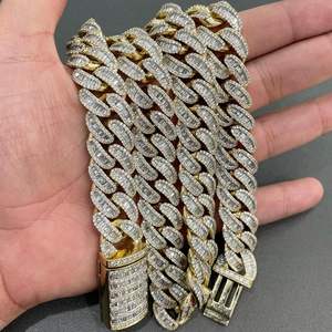 <b>Top</b> Quality 925 Sterling <b>Silver</b> Customized Iced Out Diamond New Fashion 18mm <b>Chain</b> with White Diamonds Unisex Hip Hop <b>Chain</b> - Product Image 6