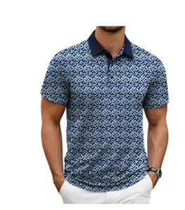 Camiseta de manga corta de verano para hombre, camisetas polo de Golf de manga corta informales, camiseta Polo ajustada de rendimiento estampado para hombre - Product Image 5