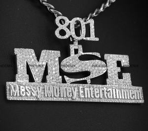 Custom Round Brilliant Cut 925 Sterling Silver Hip Hop Name Pendant with Number Bail for Men and Women by Phoenix Enterprise - Product Image 5