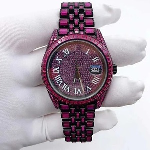 Montre unisexe de luxe en zircone cubaine taille baguette, style hip-hop, avec un design unique et élégant, couleur unique et bijoux de mode. - Product Image 1