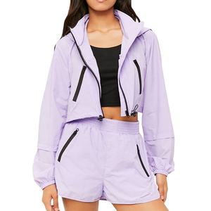 Conjuntos de chándales de Top corto cortavientos con bloques de color personalizados para mujer al por mayor 2026 - Product Image 1