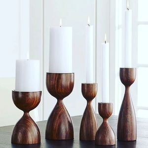 Portavelas indio de madera pulida con soporte de luz en T Decoración navideña para el hogar Otros candelabros Linternas y tarros de velas - Product Image 5