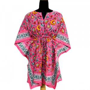 Nouvelle arrivée : Robe kaftan de plage taille unique 100% coton, imprimée à la main, magnifiques kaftans de plage à prix de gros - Product Image 3