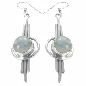Boucles d'oreilles en argent sterling 925 avec pierre de lune pour femmes, tendance, forme goutte d'eau, plaqué or rose, option cadeau - Product Image 2