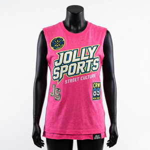 Camiseta sin mangas para mujer, 190 GSM, algodón jersey premium, tela suave al tacto, color rosa, logotipo bordado, camisetas de algodón sin mangas para mujer - Product Image 1