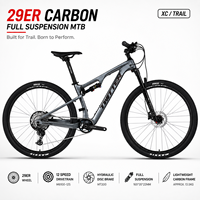 Vélo de montagne tout suspendu en fibre de carbone 29 pouces, 12 vitesses, frein à disque hydraulique M6100-12S, XC Trail MTB