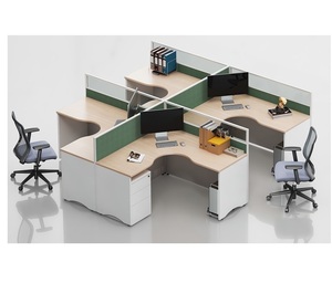 Poste de travail modulaire convertible en panneaux de bois de haute qualité pour 4 personnes, bureaux, design moderne - Product Image 1