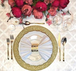 Rond de serviette de luxe et de qualité supérieure en papier d'aluminium découpé au Laser avec rond de serviette en or pour les fêtes de mariage décor de dîner votre Table - Product Image 6