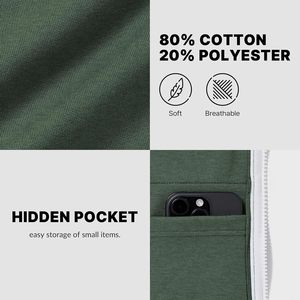 Sweat à capuche zippé 100% coton doublé, lavé à la pierre, imprimé numérique, broderie 3D - Product Image 5