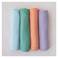 Vente chaude GOTS certifié 100% coton biologique unisexe bébé couverture solide Plaid tricoté Double couche Ultra doux mousseline nouveau-nés