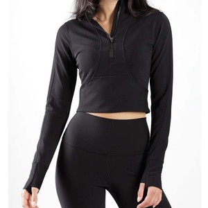 Vente en gros personnalisé léger tricoté sweat-shirt pour femmes poids lourd à manches longues crop top sweat à capuche zippé cordon mignon polaire - Product Image 3