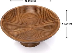 Tazón de madera con Pedestal para fruta, cuenco redondo de almacenamiento elevado para centro de mesa de boda y Decoración de mesa - Product Image 2