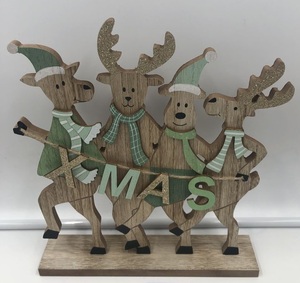 Centro de mesa de madera festivo para mesa de Navidad con mini árboles con base de madera natural y detalles de bayas de temporada - Product Image 4