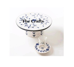 Meilleur design Serveur de chocolat de couleur jaune Support à gâteau de qualité supérieure en bois et nacre - Product Image 5