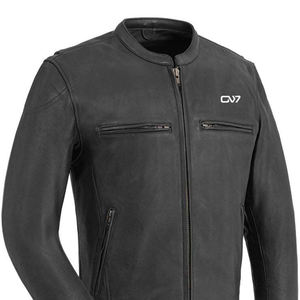 Vestes en cuir pour hommes en gros | Veste de moto en cuir de vachette véritable avec fermetures éclair, doublure et poches multiples - Product Image 4