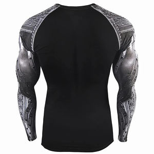 Men's Knitted <b>Compression</b> <b>Shirt</b> for Running & Cycling Quick Dry Slim Fit Long Sleeve Custom Logo Position Front <b>Black</b> - Product Image 5