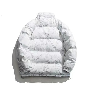 Wholesale Winter Breathable <b>Canvas</b> Puffer <b>Jacket</b> Custom Logo Print Stand Collar Casual Outdoor Women Men OEM Service Available - Product Image 4