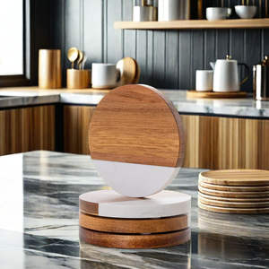 Juego de posavasos hechos a mano de resina, madera y MDF, fusión elegante de texturas naturales para una protección duradera y elegante para vasos - Product Image 5