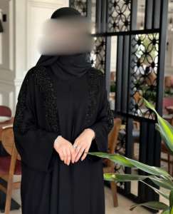 Casual Elegant <b>Modest</b> Hand Embroidered double layer Stone Zardozi work Abaya for Women - Product Image 1