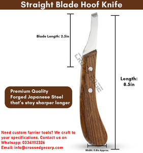 Manche en bois professionnel couteau à sabot outil maréchal-ferrant lame droite en acier inoxydable rasoir tranchant coupe sabots outil d'entretien des sabots - Product Image 2