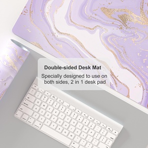 Tapis de souris ergonomique en cuir PVC effet marbre violet, avec repose-poignet en cuir de chamois, résistant à l'eau, pour le bureau et la maison - Product Image 4