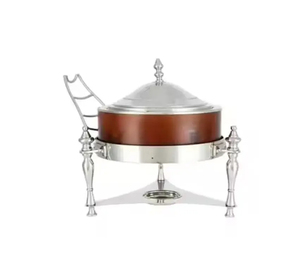 Premium Handmade Steel Chafing Dish in White Silver with Lid and Tealight Holder Designed for Wedding Food Warmers - Product Image 1