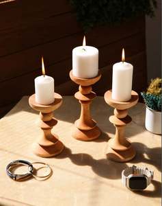 Columna de vela de Pilar acanalado alto Mesa de vela acanalada Diseño atractivo soporte de metal para decorar el hogar festivo hotel restaurante - Product Image 5