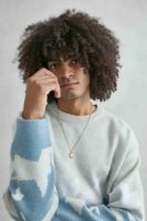 Pull en laine tricoté standard 400g pour homme Imperio, collection automne, coupe oversize, imprimé paysage en relief, logo frontal, col rond, manches longues