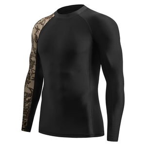 Good Quality Fitness Compression Shirts <b>For</b> Men's Polyester Spandex O Neck Full <b>Sleeve</b> Rash Guards With Sublimation <b>Arms</b> - Product Image 4