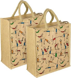 Sacs fourre-tout en jute, coton et lin imperméables en gros avec motif de dessin animé, logo personnalisé et fermeture à tirette pour cadeaux - Product Image 6