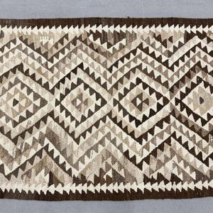 Vintage Runner Rug, 3.5x9.4 ft Turkish Rug, <b>Brown</b> Kilim <b>Wool</b> Rug - Product Image 3